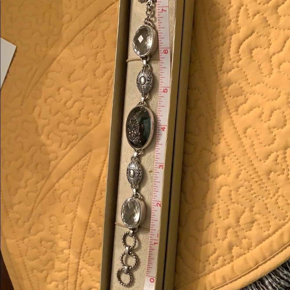 Ornate sterling crystal & gun metal druzy bracelet